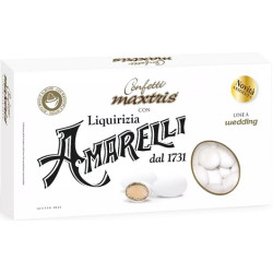 Maxtris Amarelli Cioccolato Bianco, confetti bianchi con mandorla, cioccolato bianco e polvere di Liquirizia Amarelli da 1 Kg