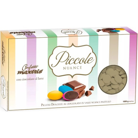 Maxtrix Piccole Nuance Tortora, confetti tortora con cioccolato al latte a forma di lente da 1 Kg Maxtrix Piccole Nuance Tortora, confetti tortora con cioccolato al latte a forma di lente da 1 Kg
