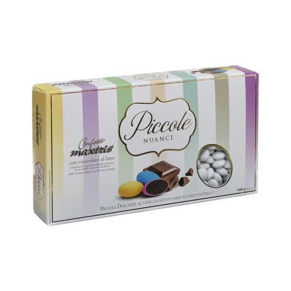 Maxtrix Piccole Nuance Bianco, confetti bianchi con cioccolato al latte a forma di lente da 1 Kg