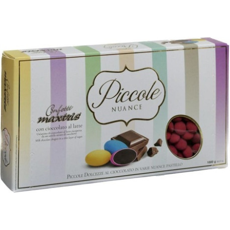 Maxtrix Piccole Nuance Rosso, confetti neri con cioccolato al latte a forma di lente da 1 Kg Maxtrix Piccole Nuance Rosso, confetti neri con cioccolato al latte a forma di lente da 1 Kg