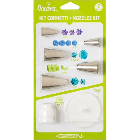 Kit Cornetti Green con 5 bocchette 1 adattatore e 1 supporto fiori da Decora