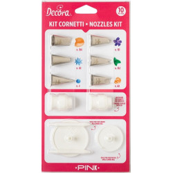 Kit Cornetti Pink con 6 bocchette 2 adattatori e 2 supporti fiori da Decora