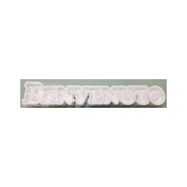Vassoio Portaconfetti Benvenuto in polistirolo di dimensioni 70 x 12 x 6 cm