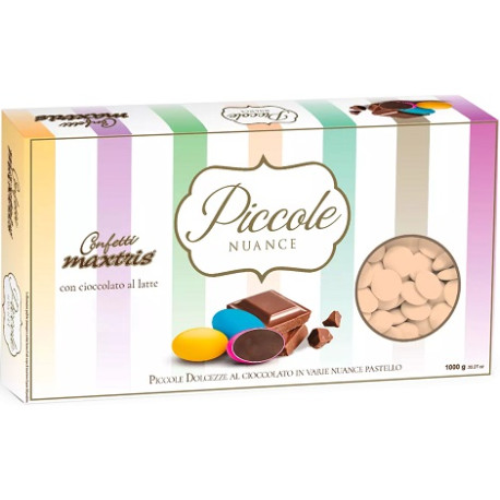 Maxtris Piccole Nuance Nude, confetti rosa con cioccolato al latte a forma di lente da 1 Kg Maxtris Piccole Nuance Nude, confetti rosa con cioccolato al latte a forma di lente da 1 Kg