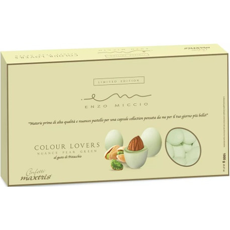 Maxtris Nuance Pea Green gusto Ricotta e Pera, confetti verdi, nuance verde pisello di Maxtris da 1 Kg Maxtris Nuance Pea Green gusto Ricotta e Pera, confetti verdi, nuance verde pisello di Maxtris da 1 Kg