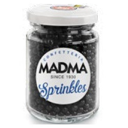 Sfere di zucchero nero brillante, diametro 4 mm, in barattolo da 90 g di Madma