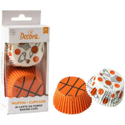 Pirottini Basket Decora (Ø5×H3,2cm) – Carta Forno Decorata Tema Pallacanestro (36 Pz)