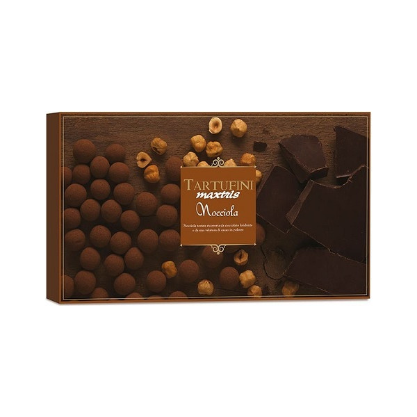 Tartufini Nocciola Maxtris da 500 g: praline con nocciola tostate ricoperte di cioccolato fondente