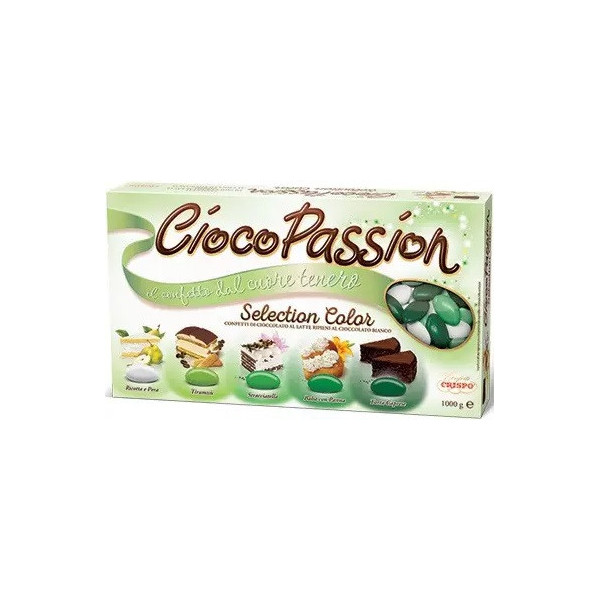 Ciocopassion selection color verde di Crispo da 1 Kg: confetti verde sfumati