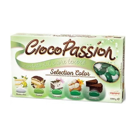 Ciocopassion selection color verde di Crispo da 1 Kg: confetti verde sfumati