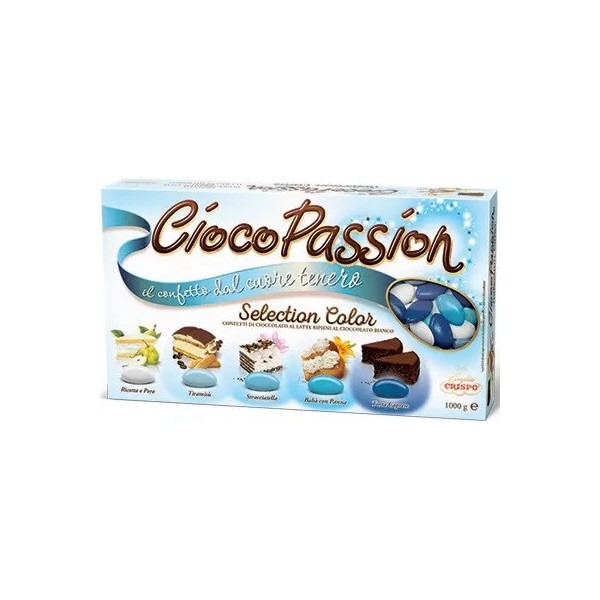 Ciocopassion selection color celeste di Crispo da 1 Kg: confetti celeste sfumati