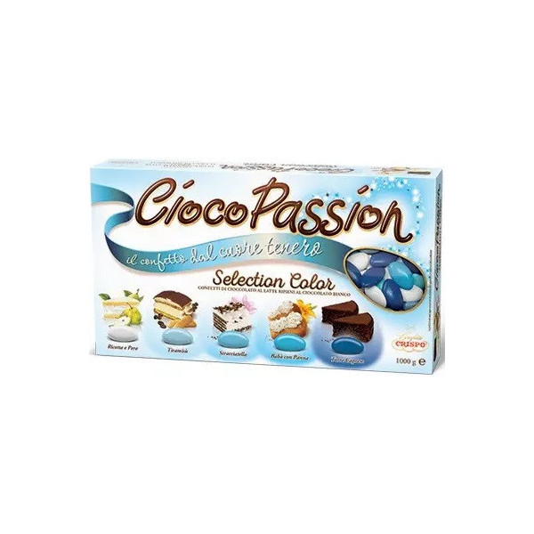Ciocopassion selection color celeste di Crispo da 1 Kg: confetti celeste sfumati