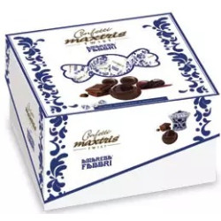 Vassoio Cadeaux Twist Fabbri 500 g: confetti con incarto Twist bianco Maxtris, con amarena e cioccolato fondente