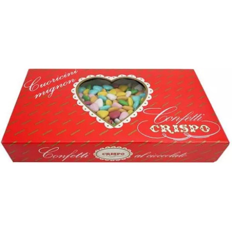 Confetti Cuoricini Mignon Colori Assortiti 1Kg al cioccolato fondente di Crispo