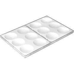 Cupole 02 da Silikomart; set 2 stampi da 6 cavità in silicone bianco per 12 cupole da 12 x h 2 cm su vassoio in ABS