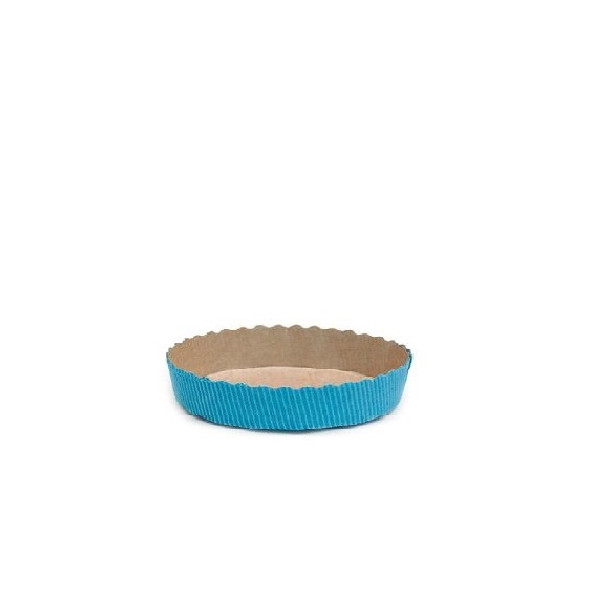 Stampo crostata in carta da forno blu da 15,5 cm per mini tortine da 100 g