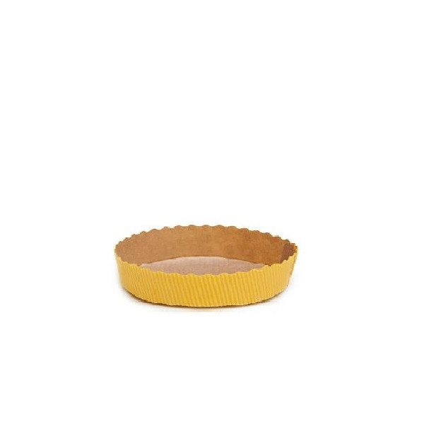 Stampo crostata in carta da forno gialla da 15,5 cm per mini tortine da 100 g