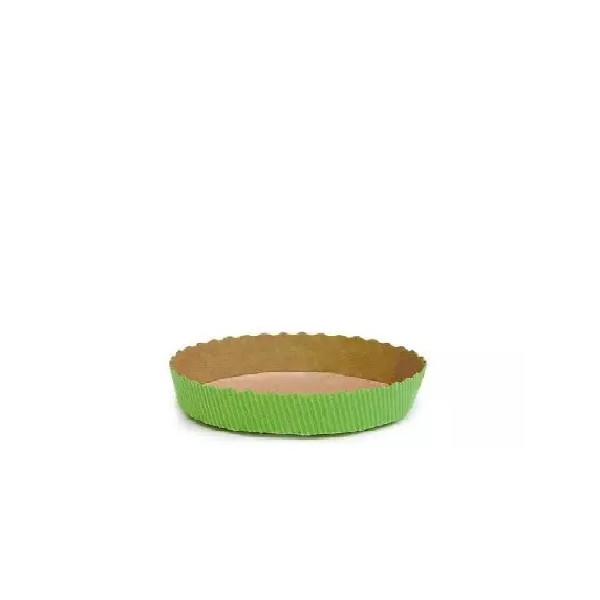 Stampo crostata in carta da forno verde da 15,5xh3,5 cm per mini torte da 300 g