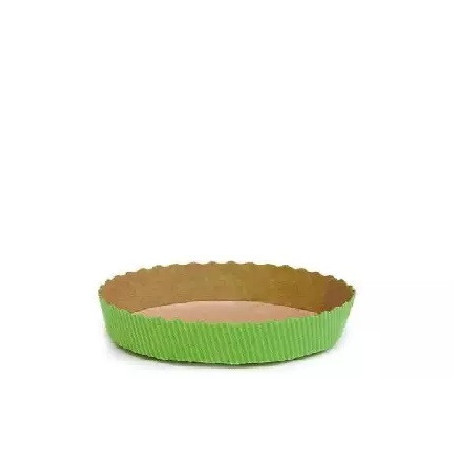 Stampo crostata in carta da forno verde da 15,5xh3,5 cm per mini torte da 300 g