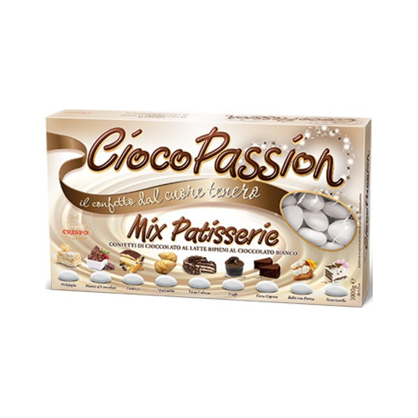 Confetti Ciocopassion Mix Patisserie bianchi ai gusti dei dolci di pasticceria in confezione da 1 Kg di Crispo