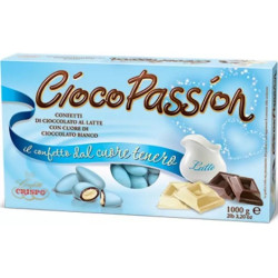 Ciocopassion celeste Crispo: confetti celesti con cioccolato al latte ripieni al cioccolato bianco da 1 Kg
