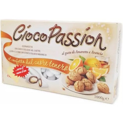 Confetti Ciocopassion Amaretto e Arancia, confetti bianchi in confezione da 1 Kg  di Crispo