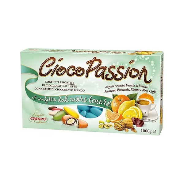 Confetti Ciocopassion gusti assortiti Celeste, in confezione da 1 Kg di Crispo