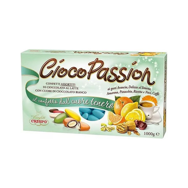 Ciocopassion assortiti celeste Crispo: 1 Kg di confetti celesti ai gusti assortiti