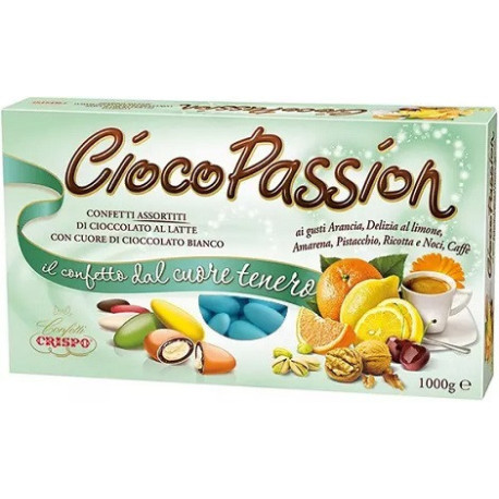 Ciocopassion assortiti celeste Crispo: 1 Kg di confetti celesti ai gusti assortiti