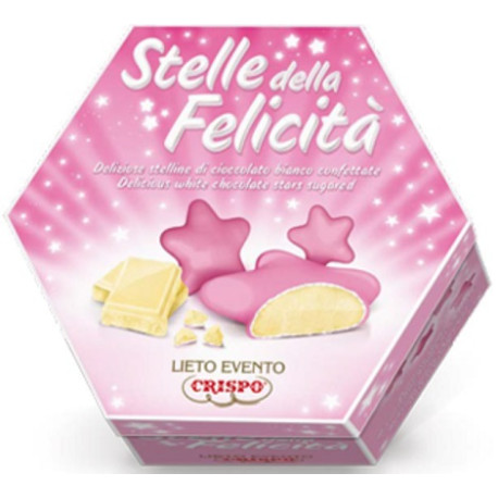 Confetti Stelle della Felicità Lieto Evento color Rosa Crispo, in astuccio da 500 g Confetti Stelle della Felicità Lieto Evento color Rosa Crispo, in astuccio da 500 g