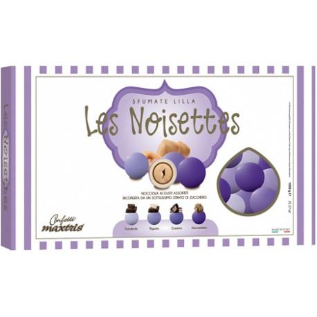 Confetti Maxtris Les Noisettes Sfumate Lilla da 1 Kg: confetti tondi con nocciola tostata ricoperta di cioccolato Confetti Maxtris Les Noisettes Sfumate Lilla da 1 Kg: confetti tondi con nocciola tostata ricoperta di cioccolato