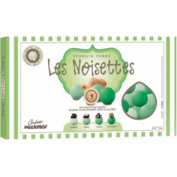 Confetti Maxtris Les Noisettes Sfumate Verde da 1 Kg: confetti tondi con nocciola tostata ricoperta di cioccolato