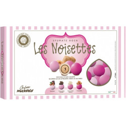 Confetti Maxtris Les Noisettes Sfumate Rosa da 1 Kg: confetti tondi con nocciola tostata ricoperta di cioccolato