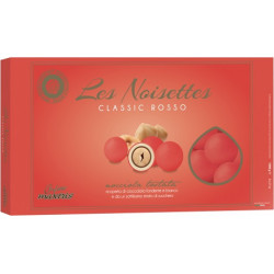 Confetti Maxtris le Noisettes Rosso Laurea da 1 Kg: confetti rossi tondi con nocciola ricoperta di cioccolato