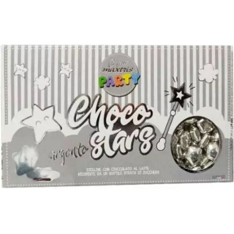 Maxtris Stelline Argento da 500 g: stelline ripiene di cioccolato al latte Maxtris Stelline Argento da 500 g: stelline ripiene di cioccolato al latte