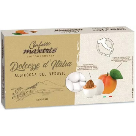 Confetti bianchi cioco-mandorla al gusto albicocca del Vesuvio, da 1 Kg, Maxtris Dolcezze d'Italia Confetti bianchi cioco-mandorla al gusto albicocca del Vesuvio, da 1 Kg, Maxtris Dolcezze d'Italia