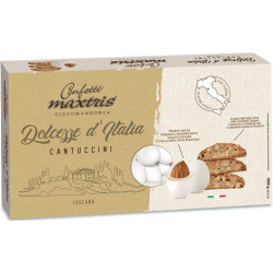 Maxtris Cantuccini IGP: confetti bianchi cioco-mandorla al gusto albicocca del Vesuvio, da 1 Kg, Maxtris Dolcezze d'Italia