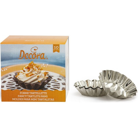 Confezione 10 formine tartelletta in alluminio o stampi tartelletta per monoporzioni da 8 cm h 2 cm, di Decora Confezione 10 formine tartelletta in alluminio o stampi tartelletta per monoporzioni da 8 cm h 2 cm, di Decora