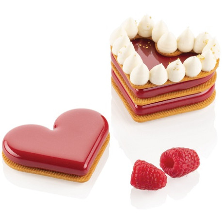 Level Hearts 35 Silikomart, Stampo in silicone 8 Cuori 80x66xh12 mm con cutter Level Hearts 35 Silikomart, Stampo in silicone 8 Cuori 80x66xh12 mm con cutter