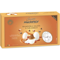 Maxtris Mandorla Salata e Caramello, confetti bianchi da 1 Kg., i cioco-mandorla Maxtris confetti per confettata