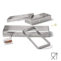 Stampo ad anello rettangolare in acciaio microforato per torte crostate lunghe 19 o 29 cm ed alte 2 o 3,5 cm