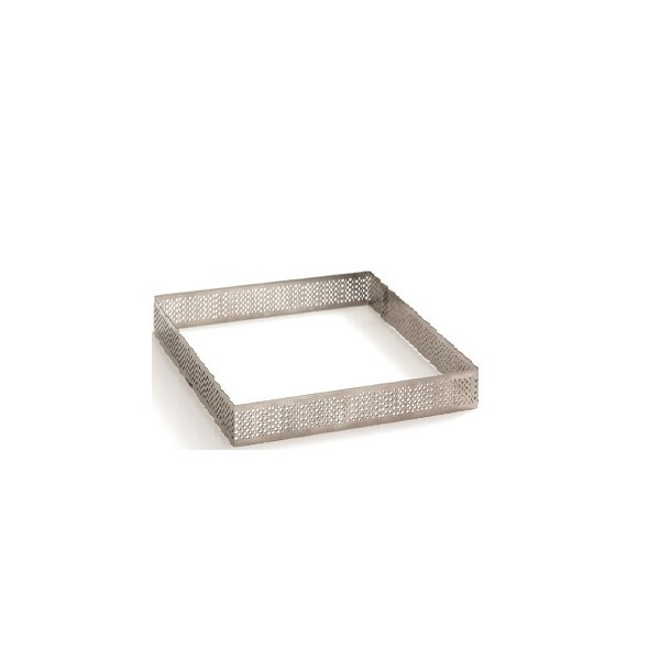 Anello micro-forato quadrato in acciaio inox, fascia di lato 7 cm da Decora, per crostatine basse