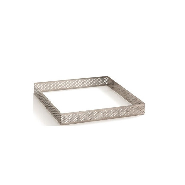 Anello micro-forato quadrato in acciaio inox, fascia di lato 10×10×H2 cm cm da Decora, per crostatine basse