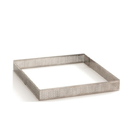 Anello micro-forato quadrato in acciaio inox, fascia di lato 10×10×H2 cm cm da Decora, per crostatine basse