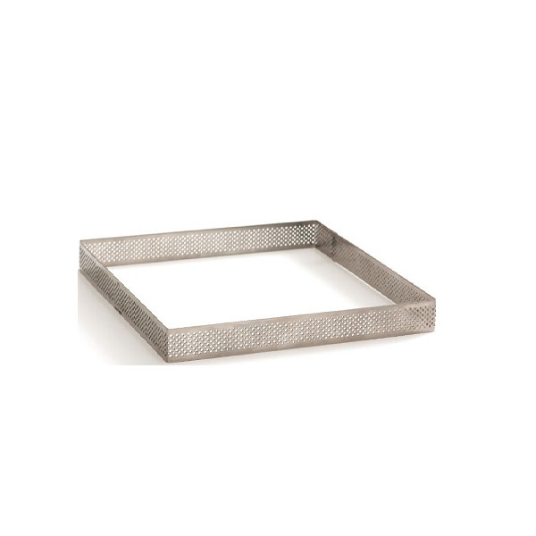 Anello micro-forato quadrato in acciaio inox, fascia di lato 15 cm da Decora, per torte crostate basse