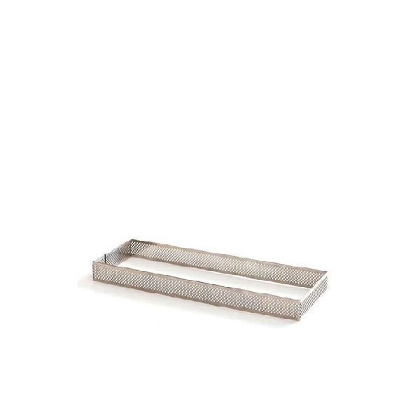 Stampo ad anello rettangolare in acciaio microforato per torte crostate lunghe 19 ed alte 2 cm