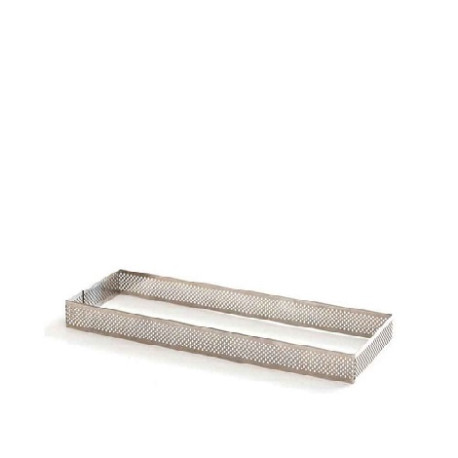 Stampo ad anello rettangolare in acciaio microforato per torte crostate lunghe 19 ed alte 2 cm Stampo ad anello rettangolare in acciaio microforato per torte crostate lunghe 19 ed alte 2 cm