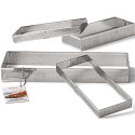 Stampo ad anello rettangolare in acciaio microforato per torte crostate lunghe 19 o 29 cm ed alte 2 o 3,5 cm