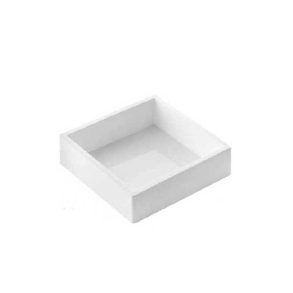 Stampo Quadrato basso Square Tortaflex Bianco 16 cm altezza 4 cm volume 1019 ml, da Silikomart