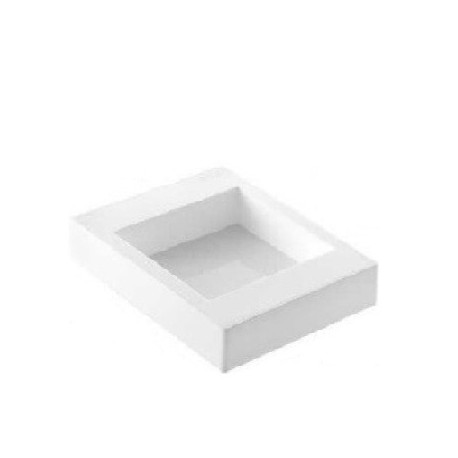 Stampo Quadrato basso Square Tortaflex Bianco lato 10 cm altezza 4 cm volume 396 ml in silicone da Silikomart